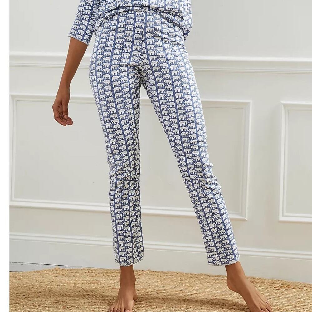 Roller Rabbit Women’s XS Pajama Pant Hathi Pull On Pima Cotton Elephant PJ